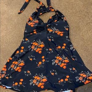 Vintage pin up one piece skirtini swimdress